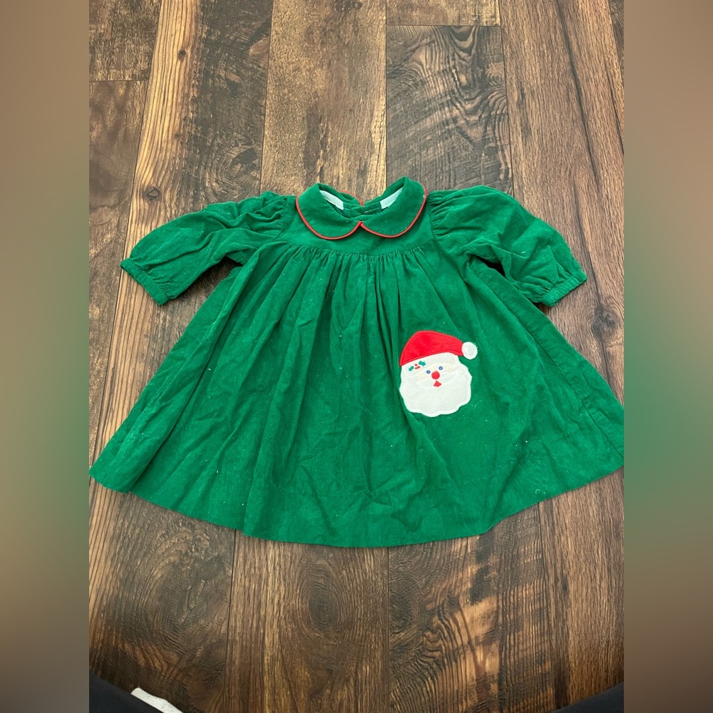 Corduroy Green Santa Dress
